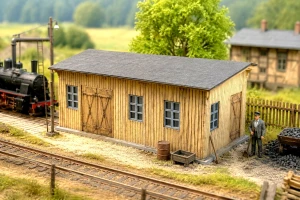 Drewniany magazyn / szopa gospodarcza – model w skali 1:87 (H0)