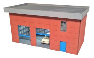 Warsztat samochodowy w skali 1:87 sklejony