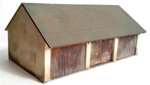 H0 - Stodoła dach eternit płaski 1:87 wieś